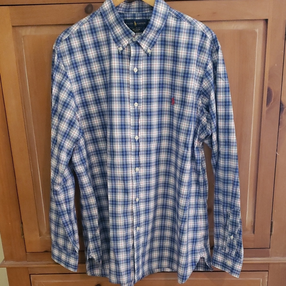 Polo by Ralph Lauren Men's Casual Blue Check Shirt